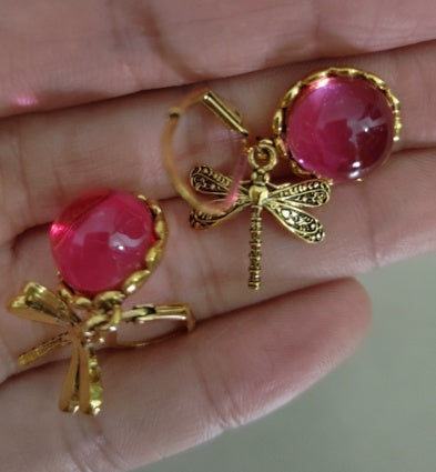 Hanging Vintage Dragonfly Necklace Earrings