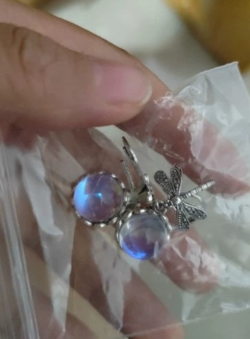 Hanging Vintage Dragonfly Necklace Earrings