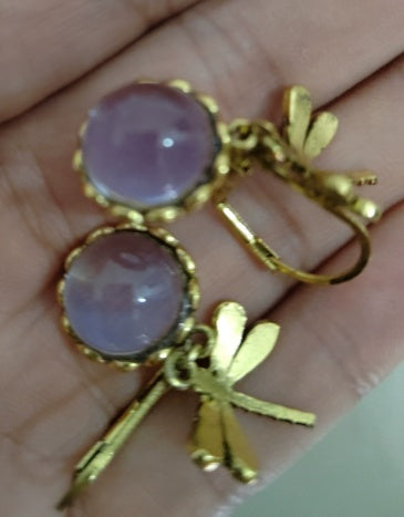 Hanging Vintage Dragonfly Necklace Earrings