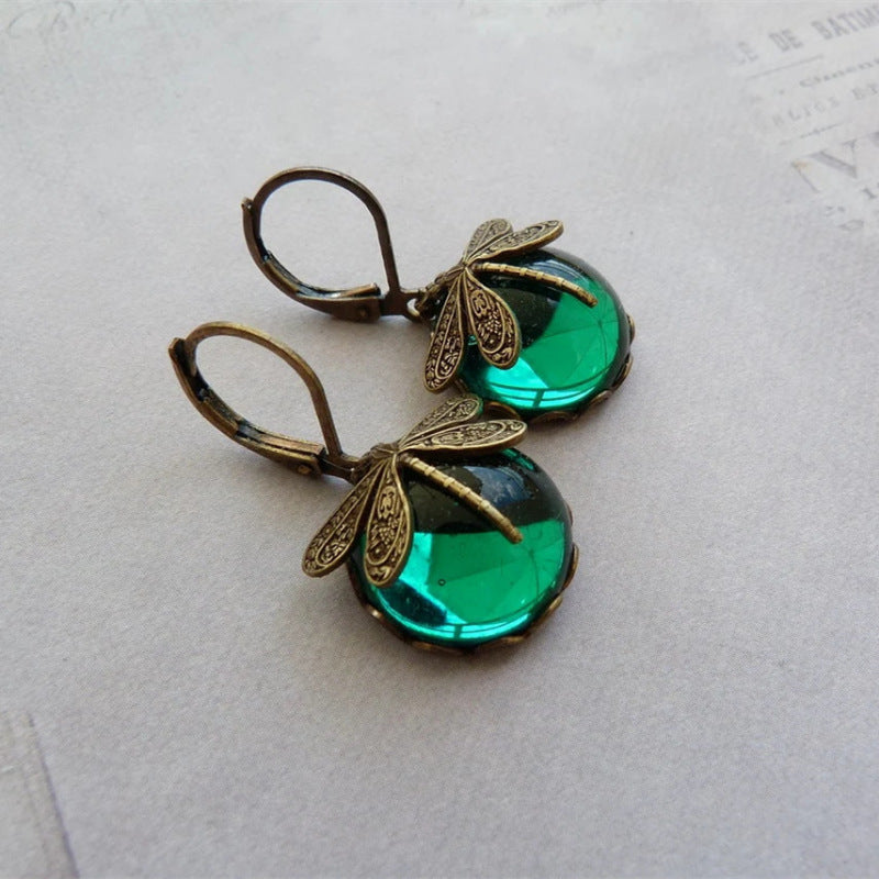 Hanging Vintage Dragonfly Necklace Earrings